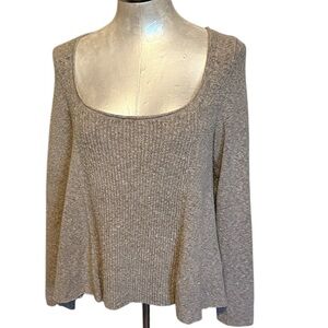 Free People Women’s Swing Out Sister Tan Long Sleeve Sweater Square Neck Size S